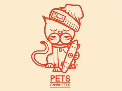 Pets On Wheels - The Cat animal cat character comics cool design graphic illustration pets skate skateboard skater