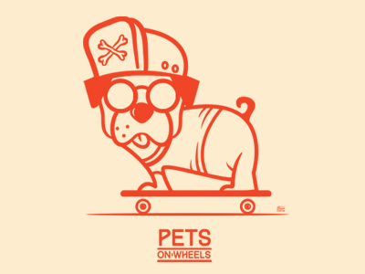 Pets On Wheels - The Dog art bones cool design dog glass hat illustration pets skate skateboard street