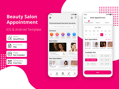 Beauty Salon Appointment app ui kit