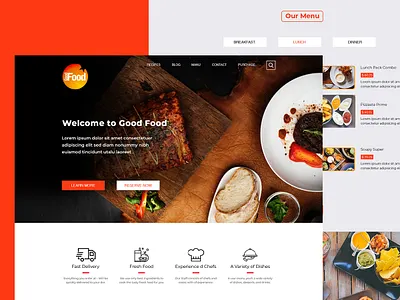 GoodFood-Restaurant Website Free Psd Template bakery bar bistro cafe cafeteria chef delivery diner dining elegant events food image slider lunch menu menucard reservation restaurant take away wine