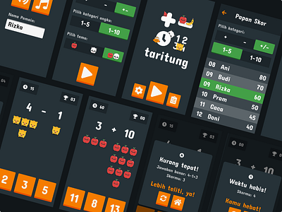 Taritung - A Math Learning Game Concept children education game design kids math ui ui design