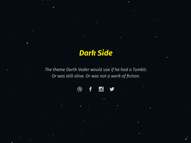 Dark Side, Free Tumblr Theme animation blog dark darth vader force minimal open source responsive star wars stars theme tumblr