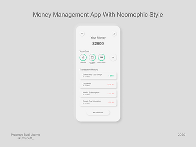 Money Management App With Neomorphic Style app design neomorphic neomorphism ui ui design uiux uiux design ux ux design uxdesign