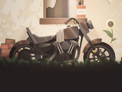 OLD 🏍 MOTORBIKE art bike dribbble flat illustration motorbike sketch vector
