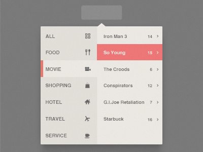 Popup Menu app flat fun list menu practise psd seven
