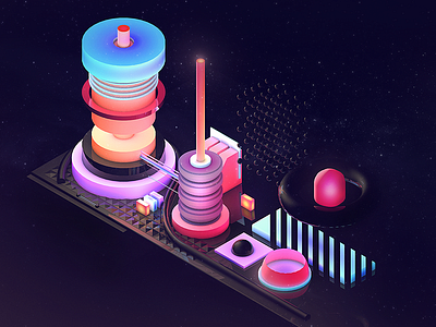 Glow Factory 3d abstract c4d cinema 4d factory glow isometric