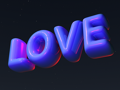 LOVE 3d balloon c4d cinema 4d glow lettering love night text typography