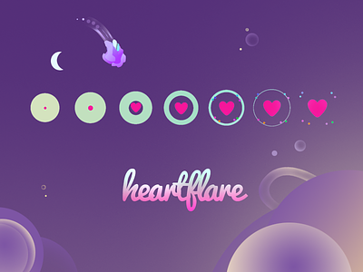 Heartflare bubbles clouds comet gradient heart moon night transition