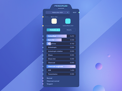 Principled Shader UI Redesign (Blender) 3d blender dark gradient night redesign shader ui ux