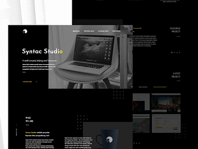 Syntac Studio Redesign Concept black branding dark design explore landing minimal trending ui ux web webdesign