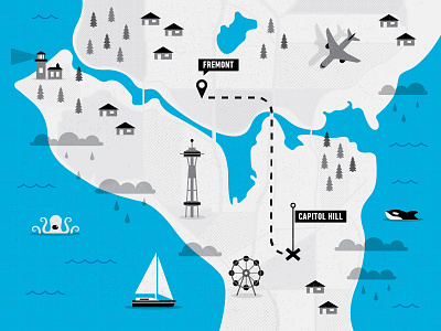 Moving Map capitalhill killerinfographics lighthouse map moving octopus seattle spaceneedle