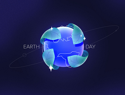 Earth Day blue design design of the day designing earth earthday glow illustration leaf nature space vector