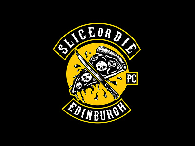 Slice Or Die design gang knife logo motor motorbike pizza pizzaslice skull slice vintage