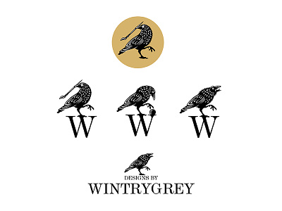 Wintrygrey black brand crow design logo vintage white wintrygrey