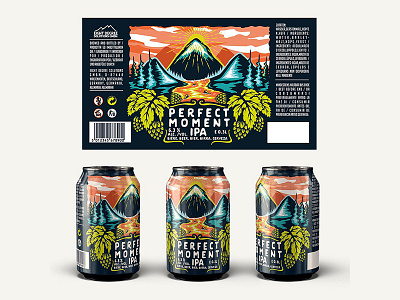Perfect Moment IPA beer can craft design hop mountain nature package river