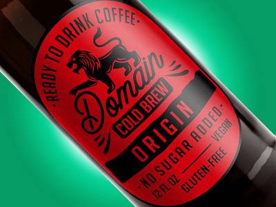 Domain Cold Brew - Origin brew coffee cold design label lion package red