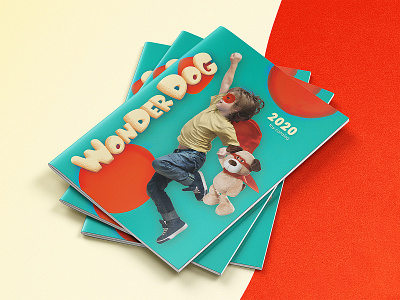 WonderDog - 2020 Toy Catalog 1980 2020 book booklet branding bright catalog charity classic colorful exciting flying graphic design kid logo mockup soft super toy typography