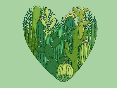 Prickly heart cactus garden gardening green heart illustration love plants prickly succulents tropical