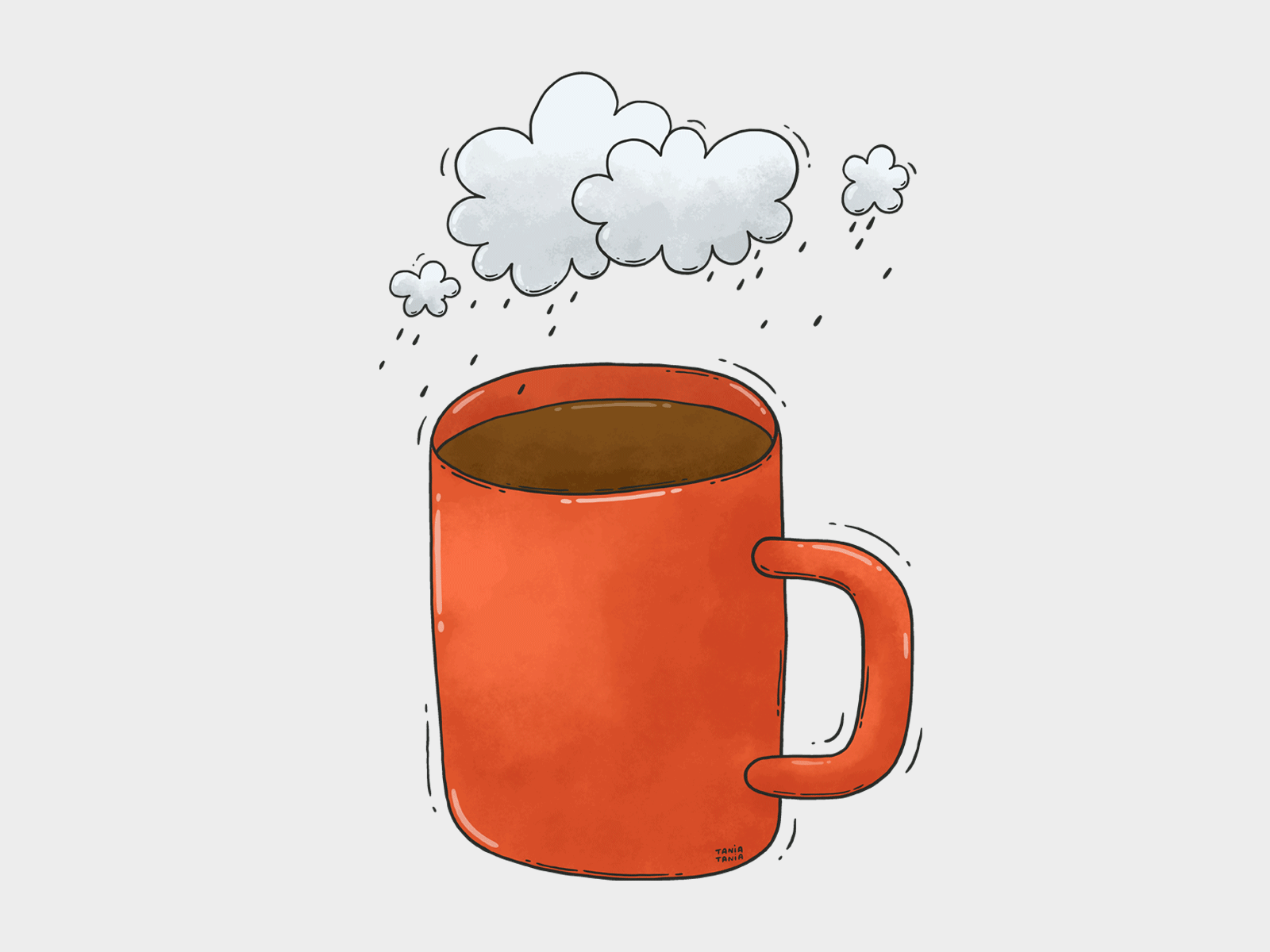 moody coffee animated gif animation clouds coffee cup framebyframe gloomy illustration moody morning mug raining red thunder