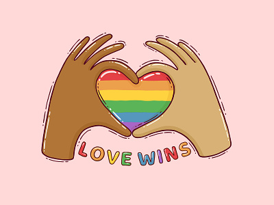 love wins 2d digital art drawing hands heart illustration lgbtq lgbtqia love love is love love wins pride pride 2020 pride colors pride flag pride month together united