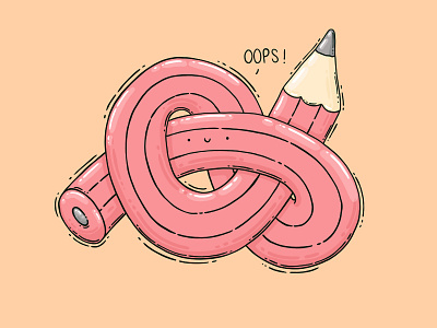 Oops! 2d art crooked digital art drawing illustration knot oops pencil pink twisted