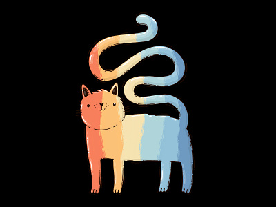 Stay Weird 2d animal cat colorfull digital art drawing illustraion long hair odd pet tail weird