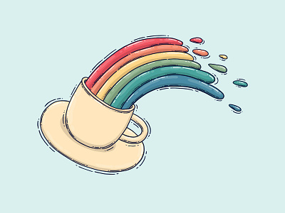 Morning Colors 2d colorful cup digital art illustration mug rainbow splash woops