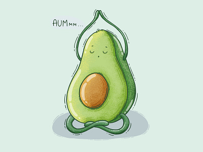 Meditative Avocado asana aum avocado character illustration meditation mindful vegetable yoga zen