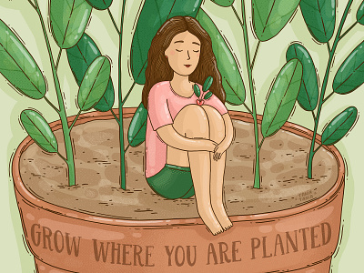 Grow editorial evolve girl growth illustration plant plants summer camp texture