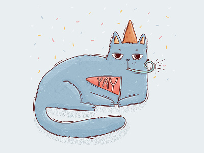 Moody Yay cat cat celebration congratulations happy birthday hbd illustration moody pet yay