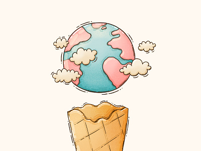 Ice Cream Planet clouds floating ice cream ice cream cone illustraion planet planet earth vanilla