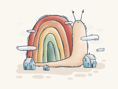 Rainbow Snail arch colorful happy house huge illustration rainbow snail