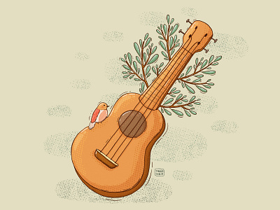 Ukulele Tree bird branches grow illustraion inspiration leaves music music player musician sing song tree ukulele