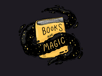 Books Are Magic book book lover books cosmic illustraion illustration magical magical girl mystic reader reading sparkle stars swoosh textures