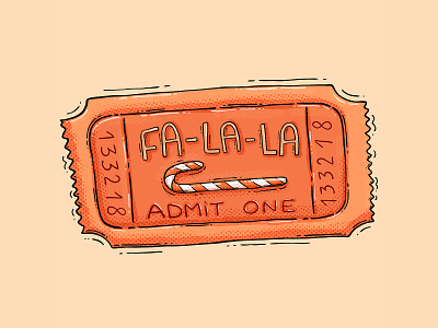 FA-LA-LA ticket 2d admitone candycane christmas digital art drawing falala festive hny illustration lucky textures ticket winter