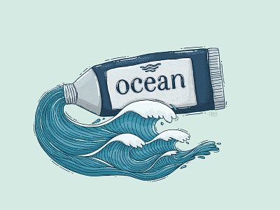 Ocean Paint Tube blue contemporary illustration nautical ocean paint tube sea texture tube water waves