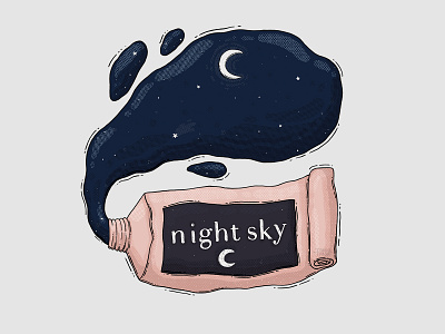 Night Sky Paint Tube illustration imaginary moon night sky paint tube squeeze starts texture