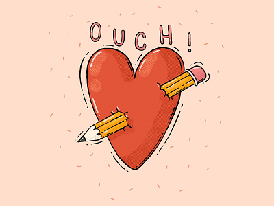 Ouch! art is hard heart illustration lovely heart ouch pencil valentine day you can buy it