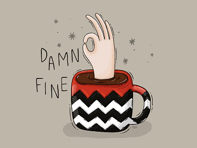 Fine Cup of Coffee agent cooper coffee damn fine funart hand illustration texture twin peaks