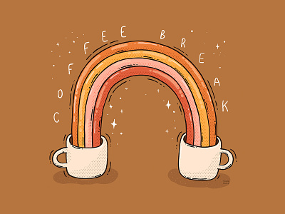 Coffee Break caffeine coffee break coffee cup good vibes illustration morning routine rainbow sparks