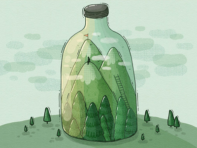 Bottle Up 2d achievement bottle explorer forest illustration indooorsy isolated mountain nature outdoors personal woods