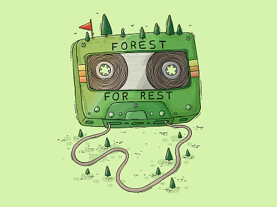 Forest - For Rest 80s 90s cassette explore forest green hike imaginary mixtape music nature rest retro tape cassettee trail trees vitnage woods