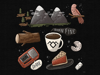 Meanwhile aesthetics agent cooper bird coffee damn fine diane domino fan art illustration meanwhile one eyed jacks pie the log twin peaks