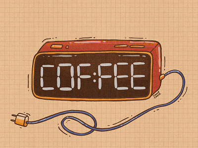 COF:FEE o'clock analog app illustration caffeine clock coffee coffee time illustration retro textures