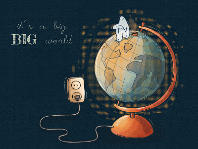 It's a big BIG world calendar character cover digital art globe illustration illustrator light planet textures world