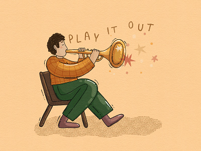Play It Out 2d character digital art editorial illustration illustrator let it out music musician play spot illustration