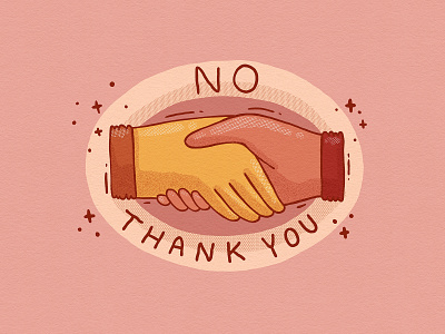 No, Thank You 2d badge digital art hands handshake illustrator logo procreate sticker thank you
