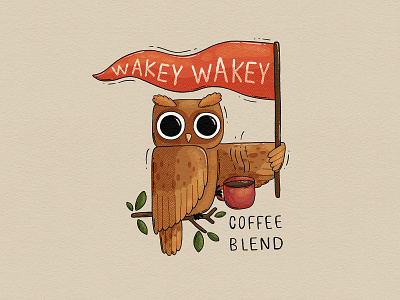 Wakey Wakey blend branding caffeine coffee coffee shop cup illustrator label design mug owl package design wake up wakey wakey
