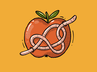 le mess apple bright brush design digital art fruit funky illustration illustrator print summer worm