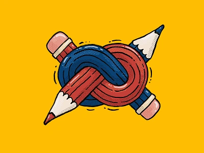 Tight Union 2d apparel design crative digital art illustration knot pencil pencils print design red and blue sketch tight